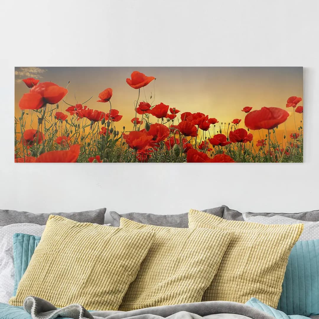 Leinwandbild Mohnblumenfeld I | Rot