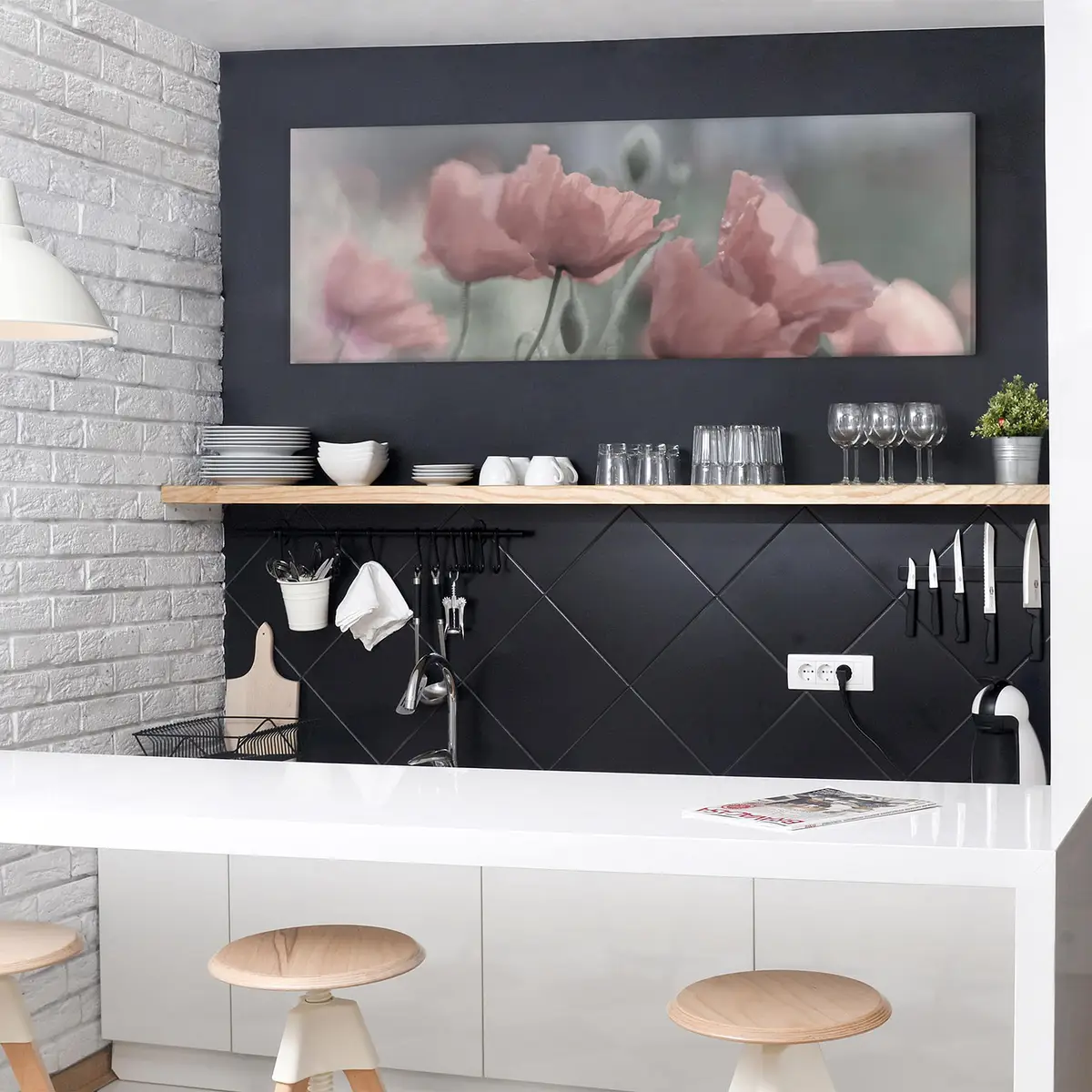 Leinwandbild Malerische Mohnblumen I | Pink