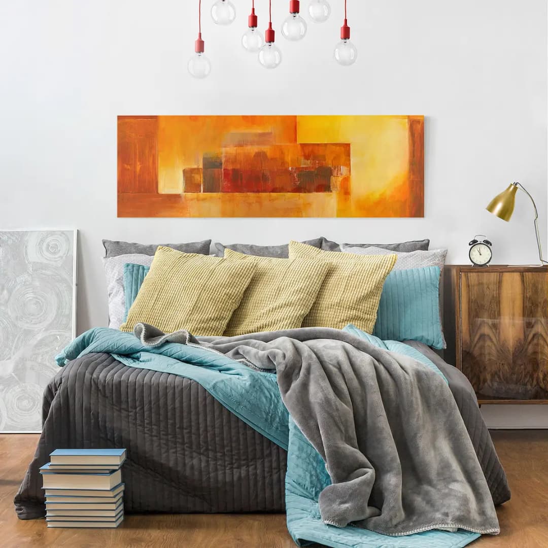 Leinwandbild Indischer Sommer I Leinen Orange 120cm | Orange