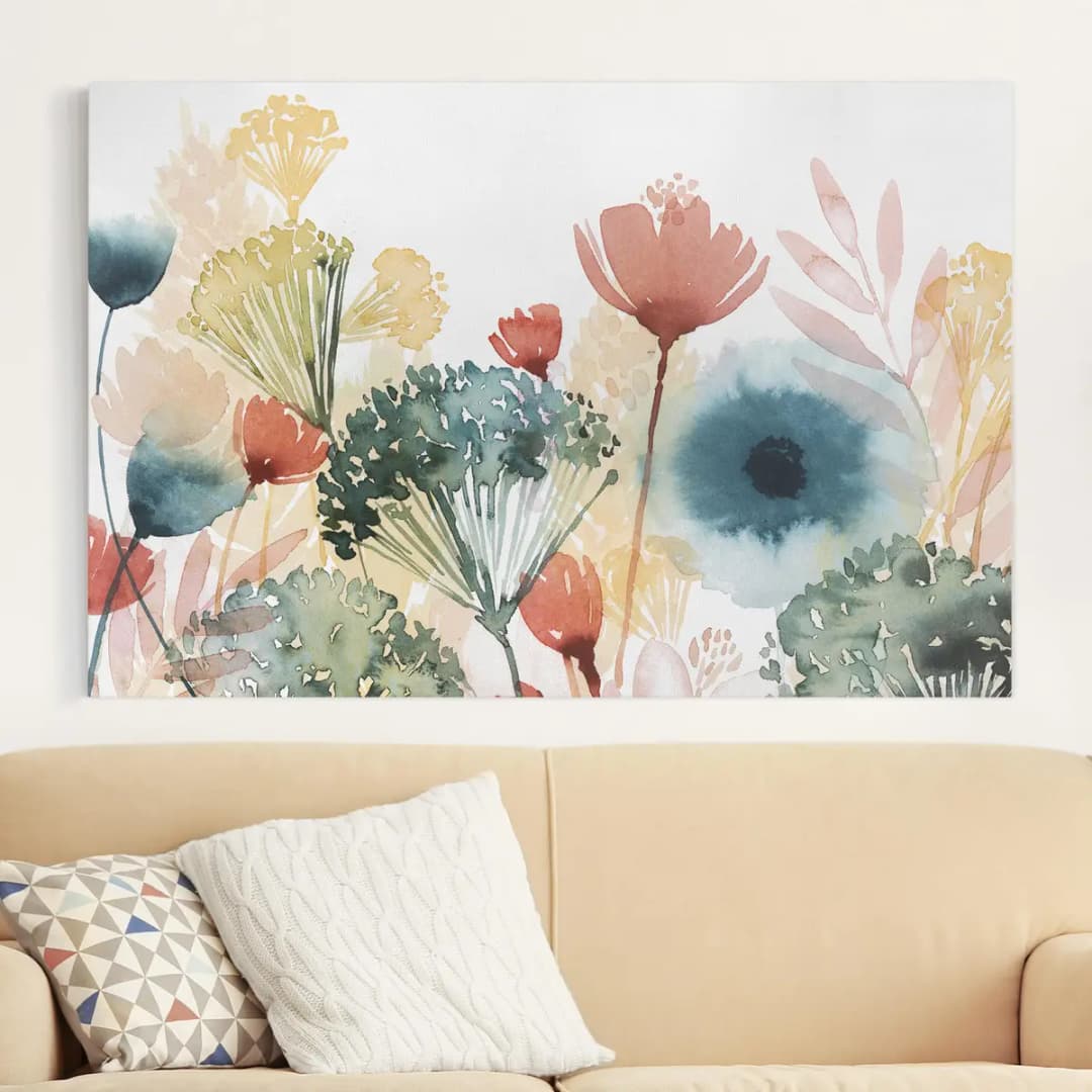 Leinwandbild Wildblumen im Sommer | Weiß
