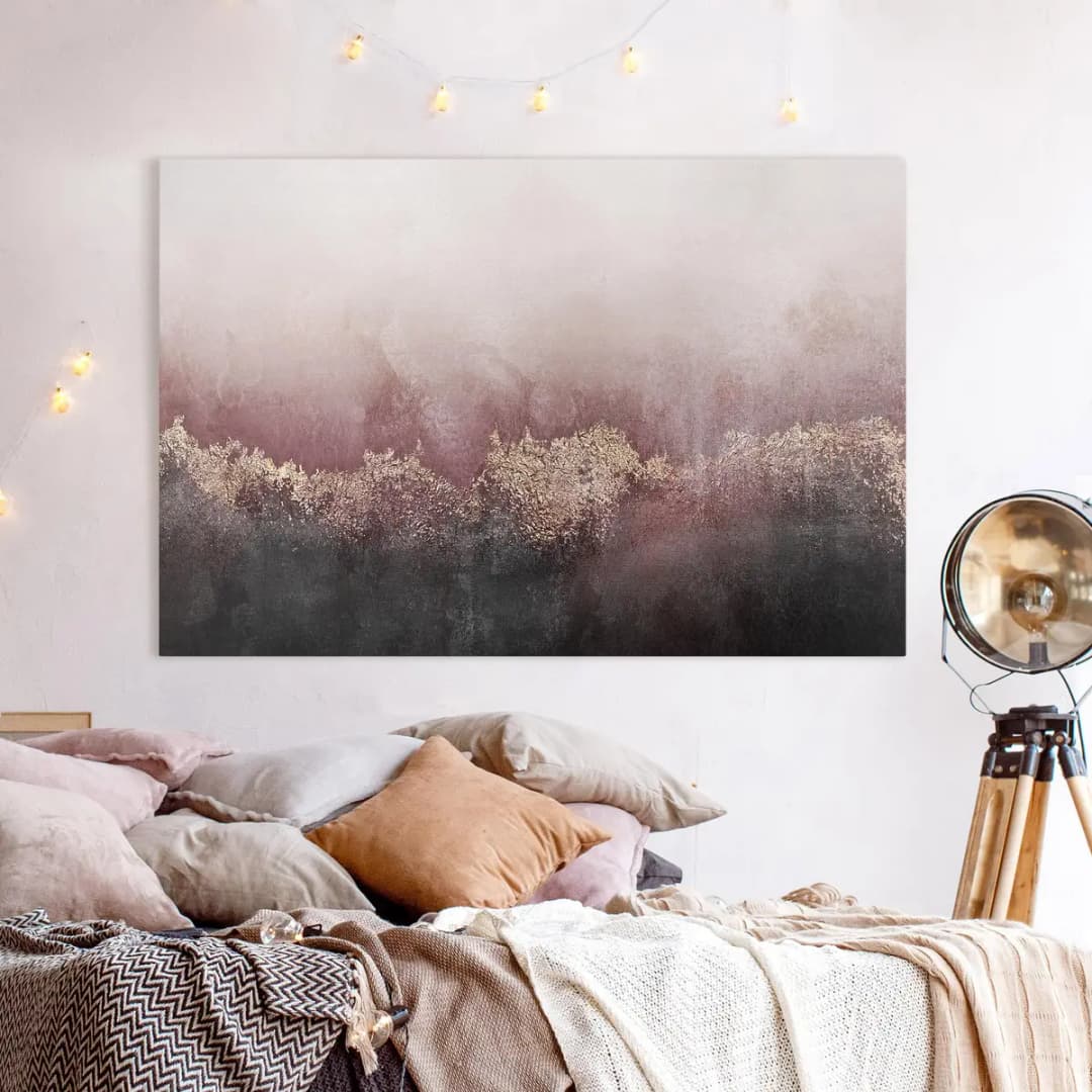 Leinwandbild Goldene Dämmerung Rosa I Leinen Pink 60cm | Rosa