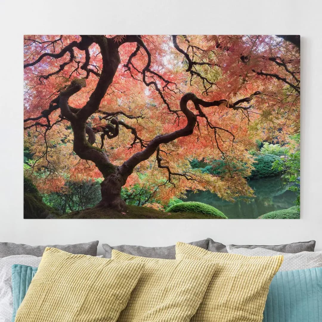 Leinwandbild Japanischer Garten II | Rot