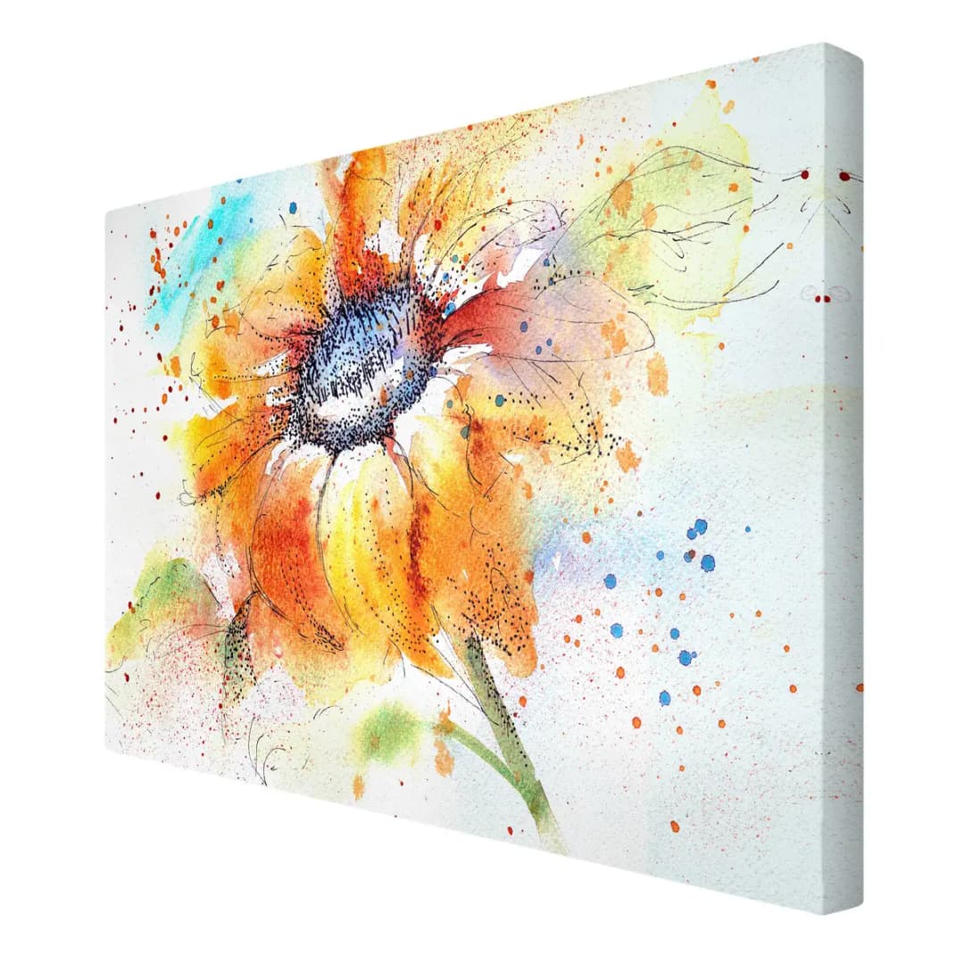 Leinwandbild Painted Sunflower II | Orange