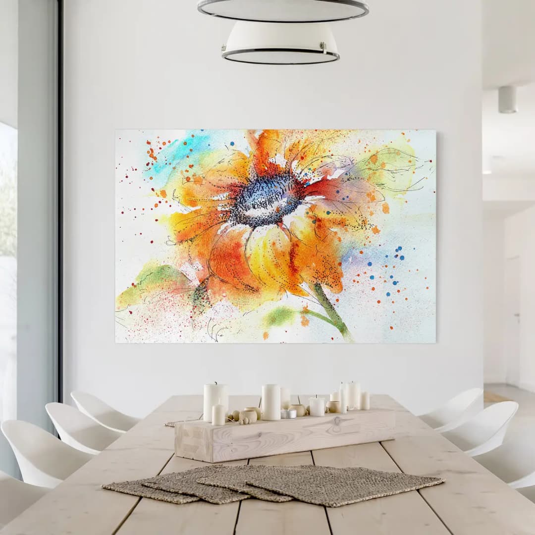 Leinwandbild Painted Sunflower II | Orange