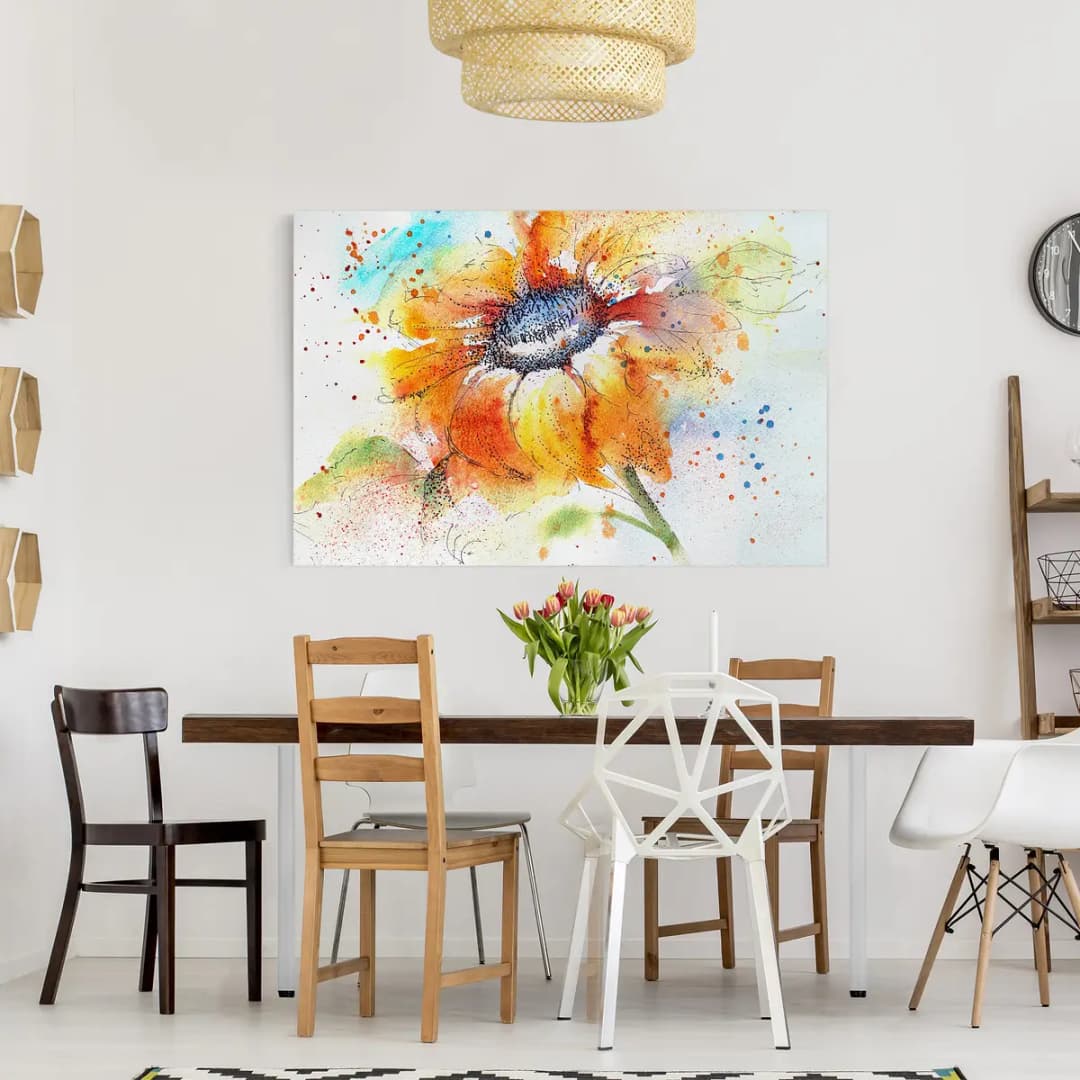 Leinwandbild Painted Sunflower II | Orange