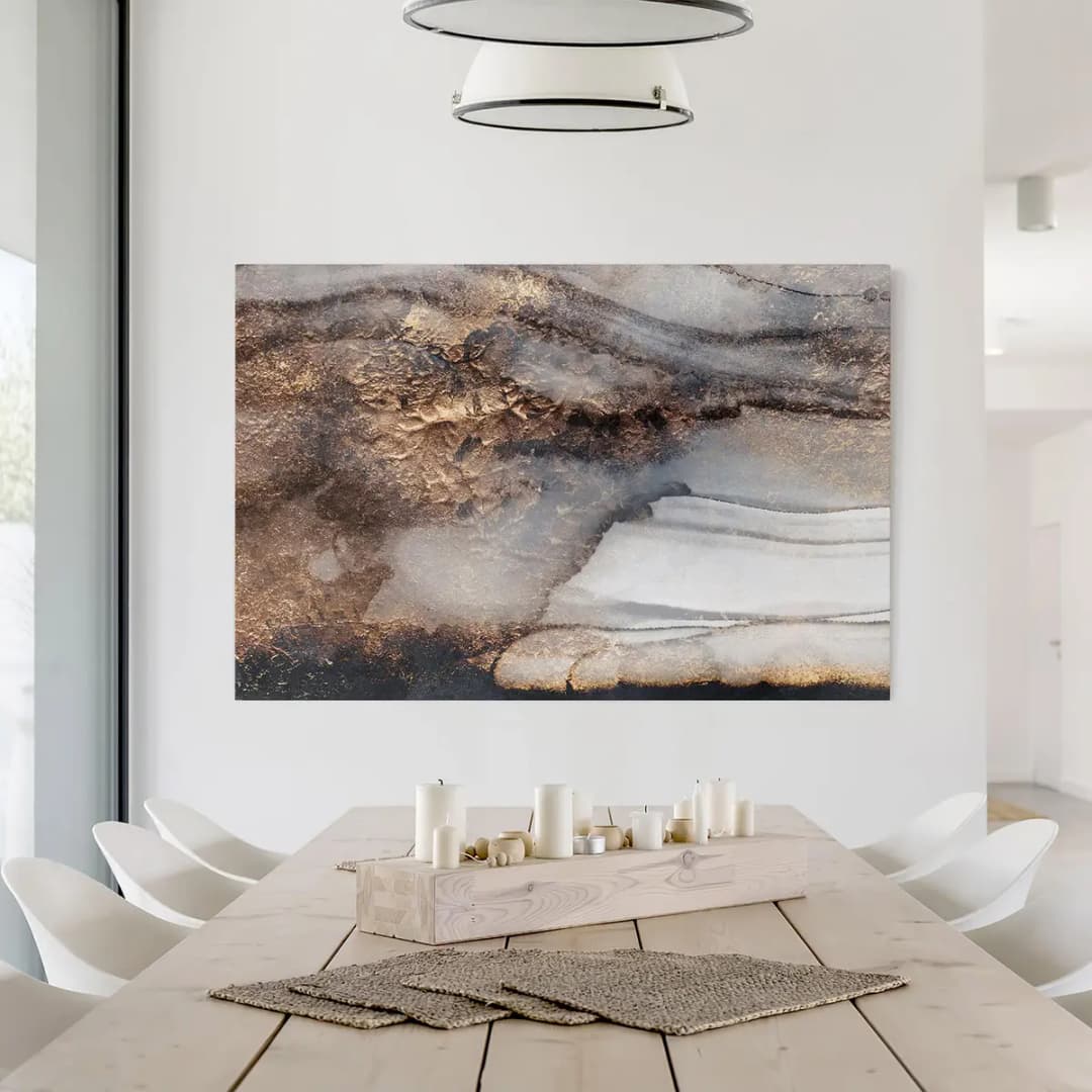 Leinwandbild Goldener Marmor gemalt II | Schwarz