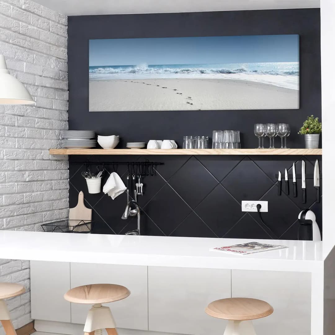 Leinwandbild Spuren im Sand II | Blau