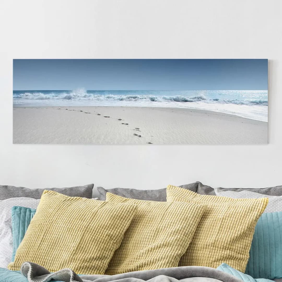 Leinwandbild Spuren im Sand II | Blau