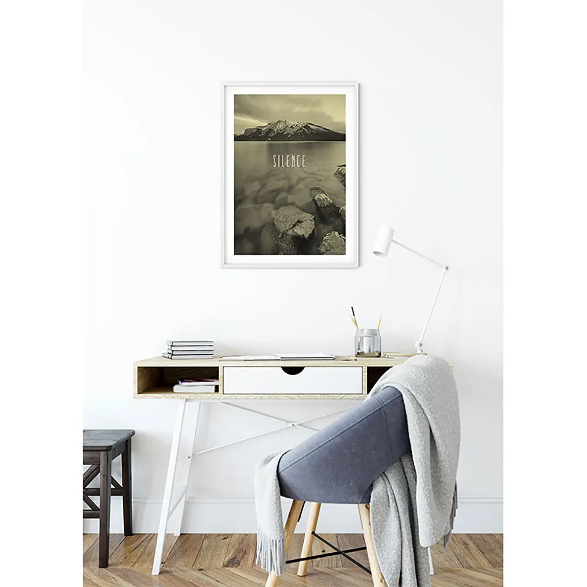 Wandbild Word Lake Silence | Mehrfarbig