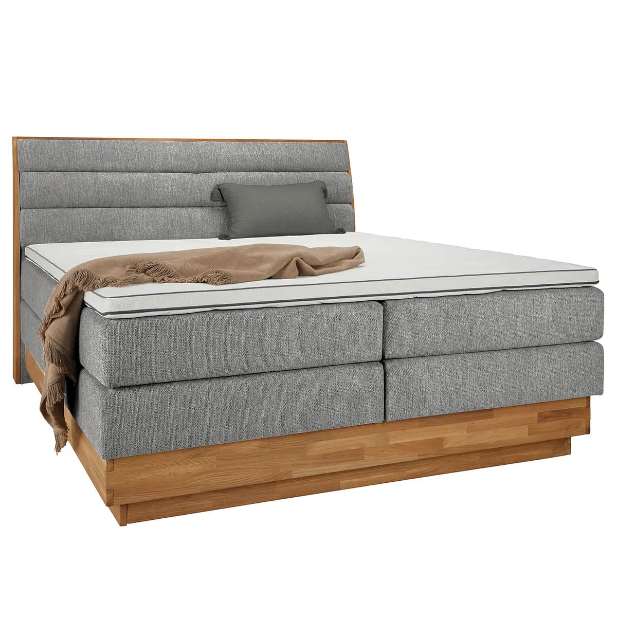 Boxspringbett Merkur 160 x 200cm Flachgewebe Oria Grau H3