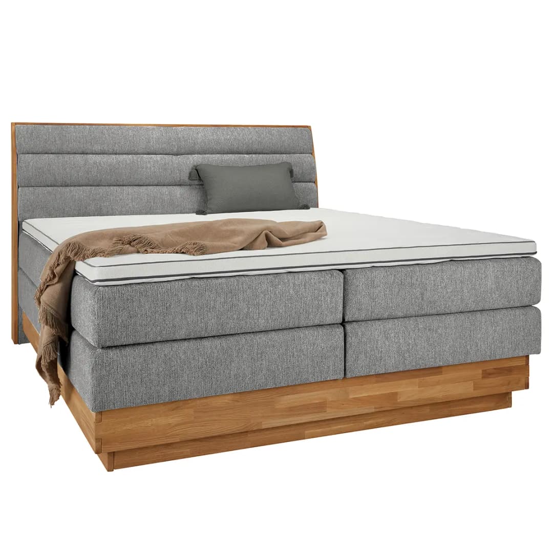 Boxspringbett Merkur 180 x 200cm Flachgewebe Oria Grau H2