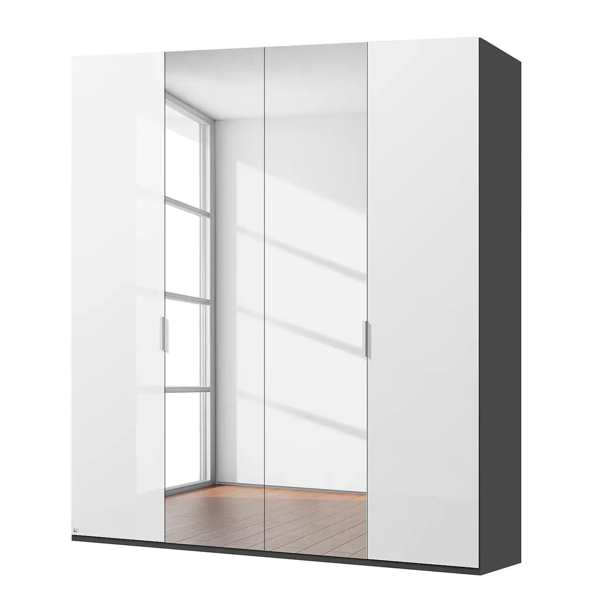 Drehtürenschrank pure gloss reflect | Weiß