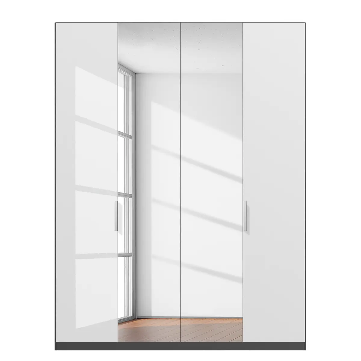 Drehtürenschrank pure gloss reflect | Weiß