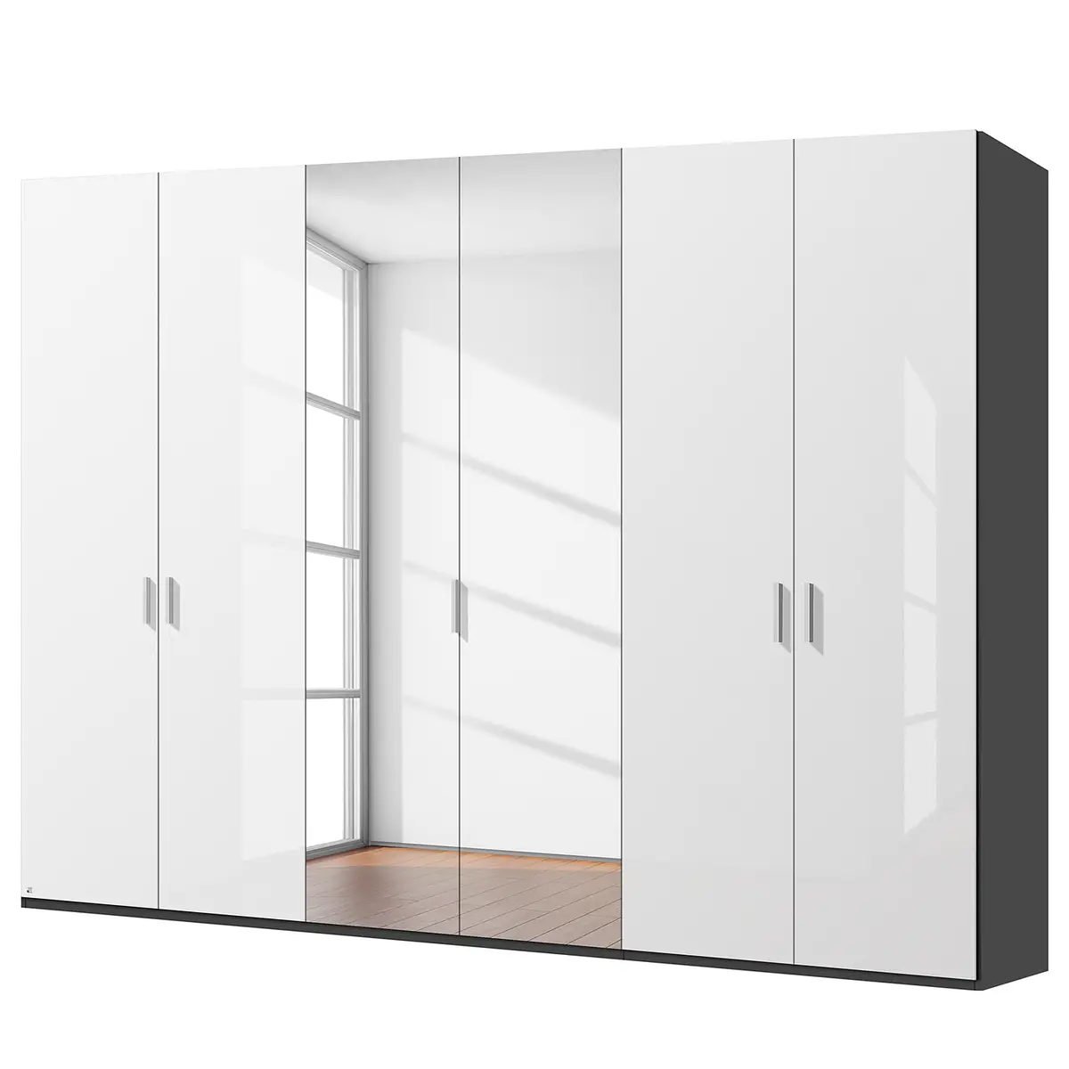 Drehtürenschrank pure gloss reflect | Weiß