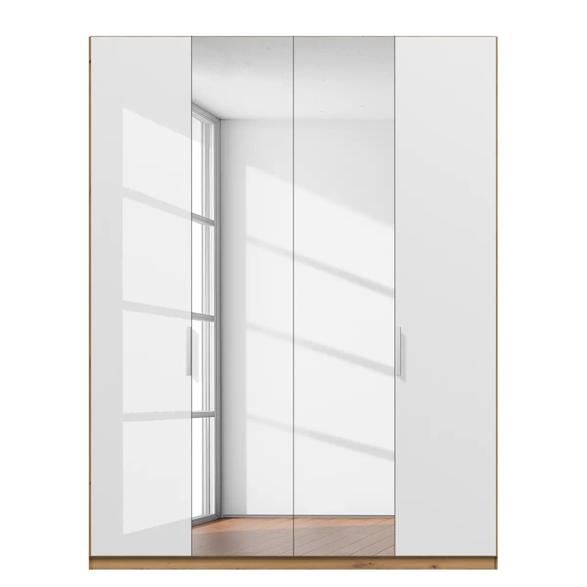 Drehtürenschrank pure gloss reflect | Weiß