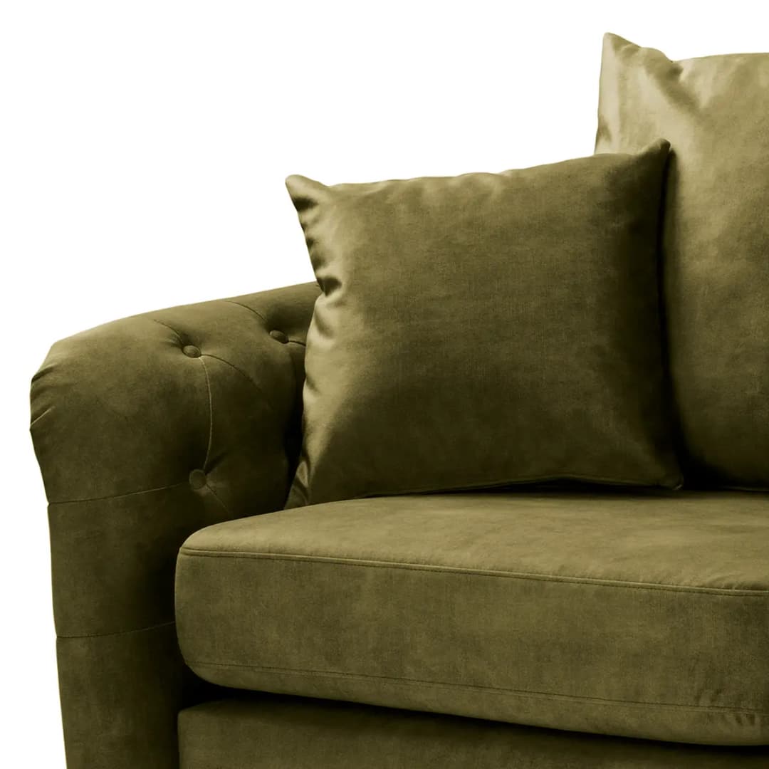 Sofa Lovis 3-Sitzer Grün Samt Tomi | Grün