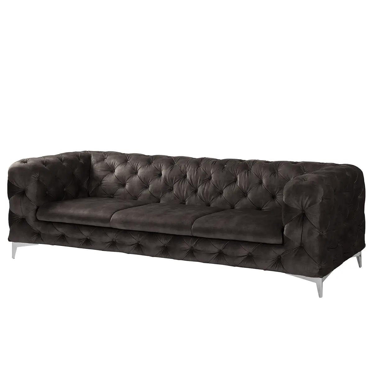Sofa Merlin 3-Sitzer Grau Samt Tomi | Grau