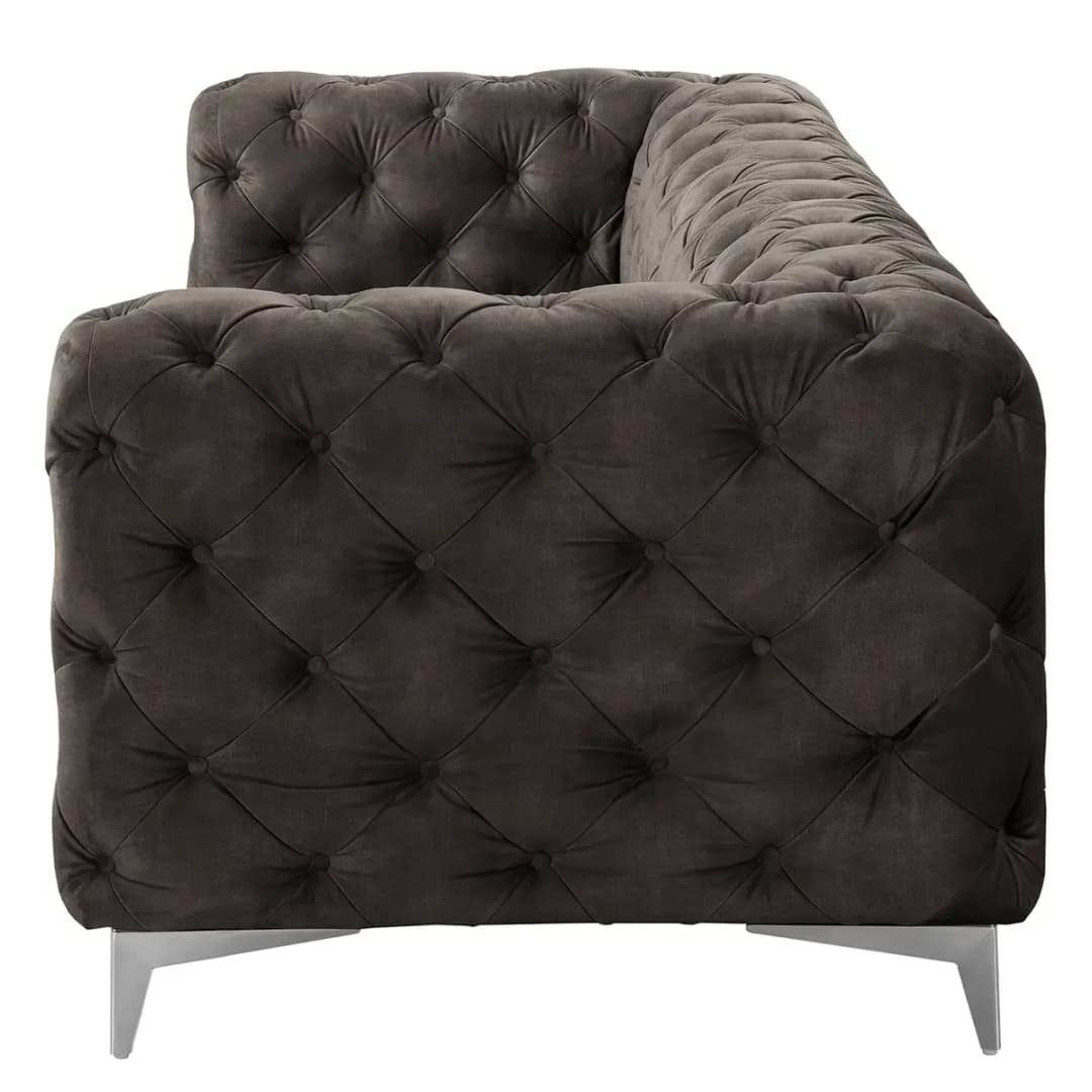 Sofa Merlin 3-Sitzer Grau Samt Tomi | Grau