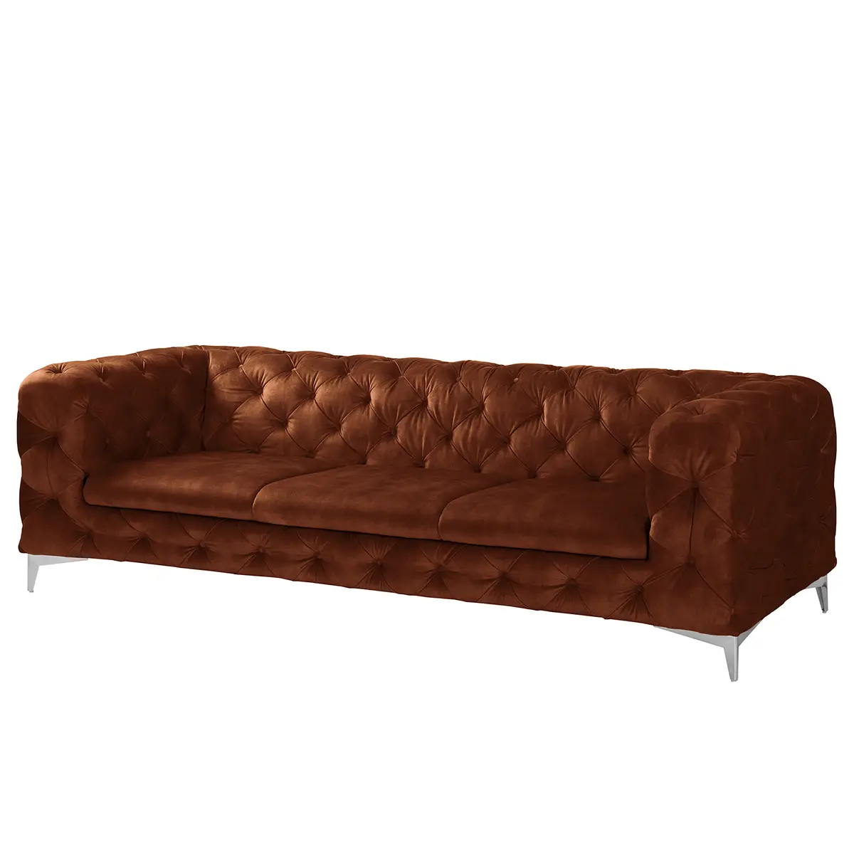Sofa Merlin 3-Sitzer Braun Samt Tomi | Braun