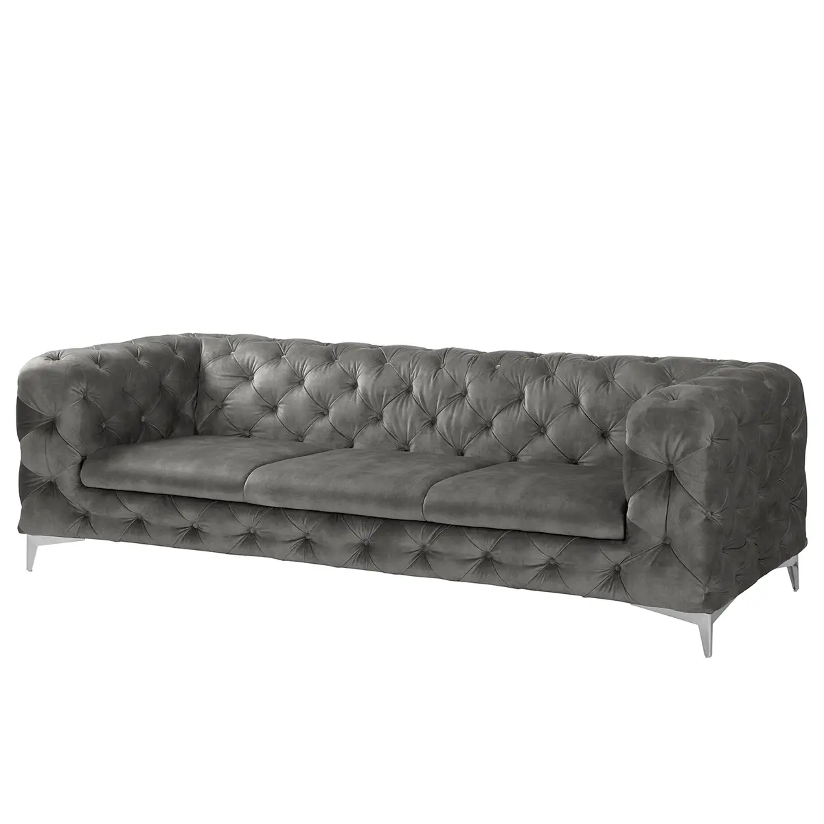 Sofa Merlin 3-Sitzer Grau Samt Tomi | Grau