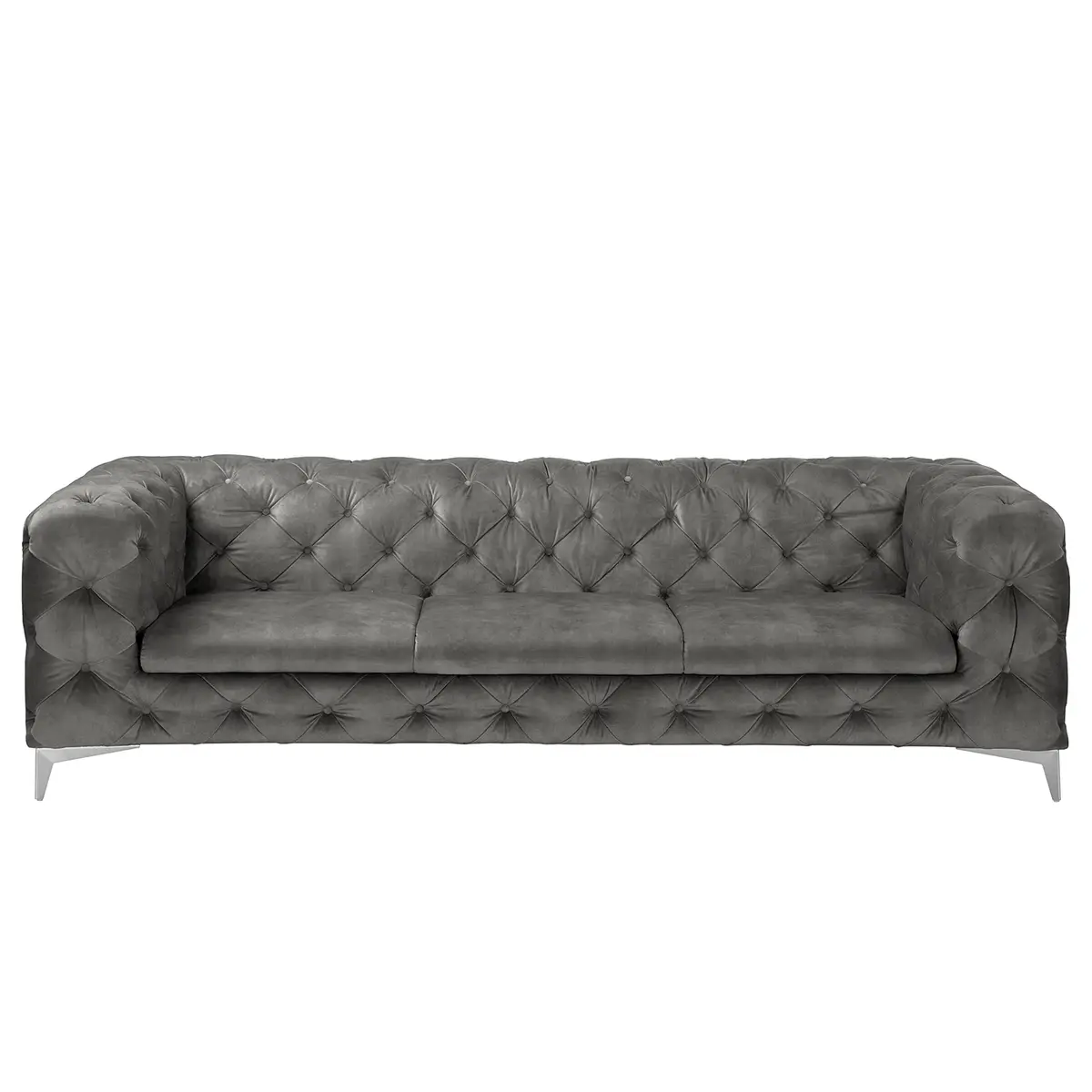 Sofa Merlin 3-Sitzer Grau Samt Tomi | Grau