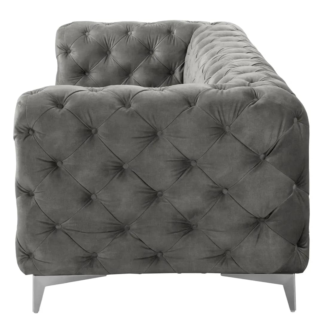 Sofa Merlin 3-Sitzer Grau Samt Tomi | Grau