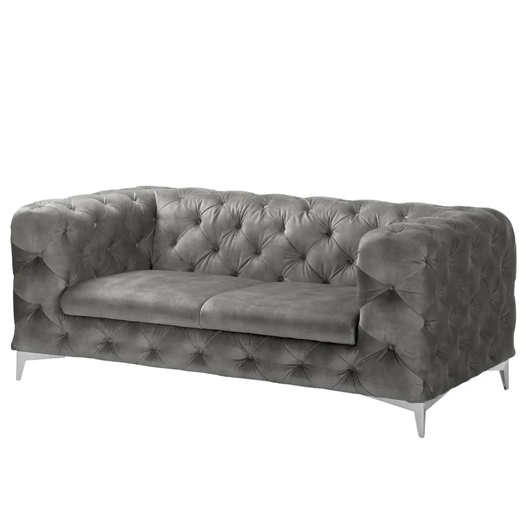 Sofa Merlin 2-Sitzer Grau Samt Tomi | Grau