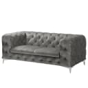 Sofa Merlin 2-Sitzer Grau Samt Tomi | Grau