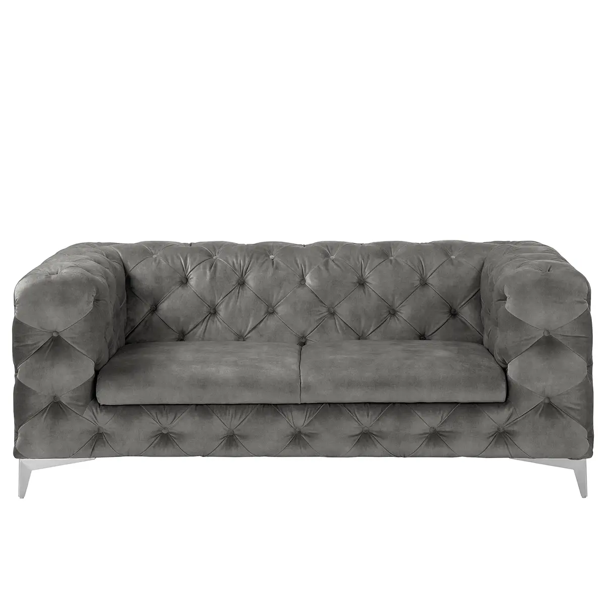 Sofa Merlin 2-Sitzer Grau Samt Tomi | Grau