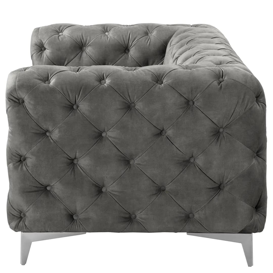 Sofa Merlin 2-Sitzer Grau Samt Tomi | Grau