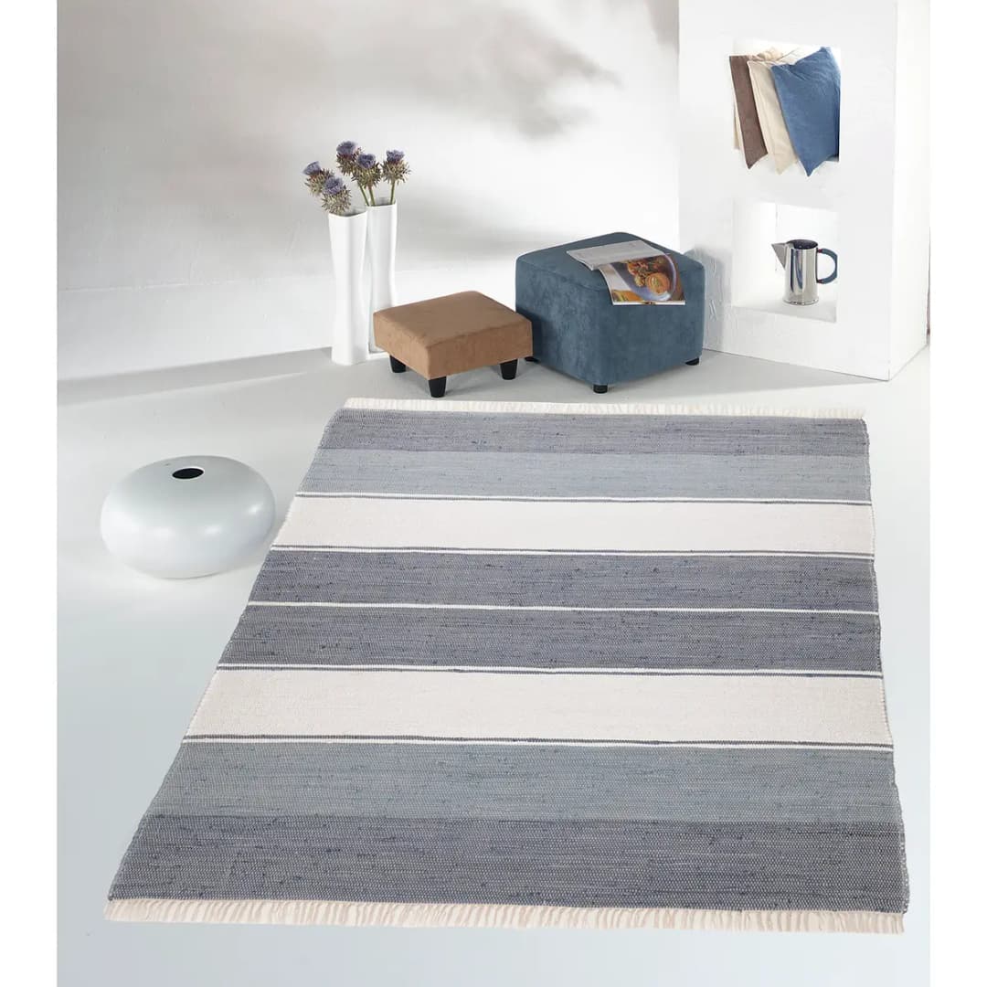 Baumwollteppich Happy Design Grau/Anthrazit 160 x 230cm | Grau