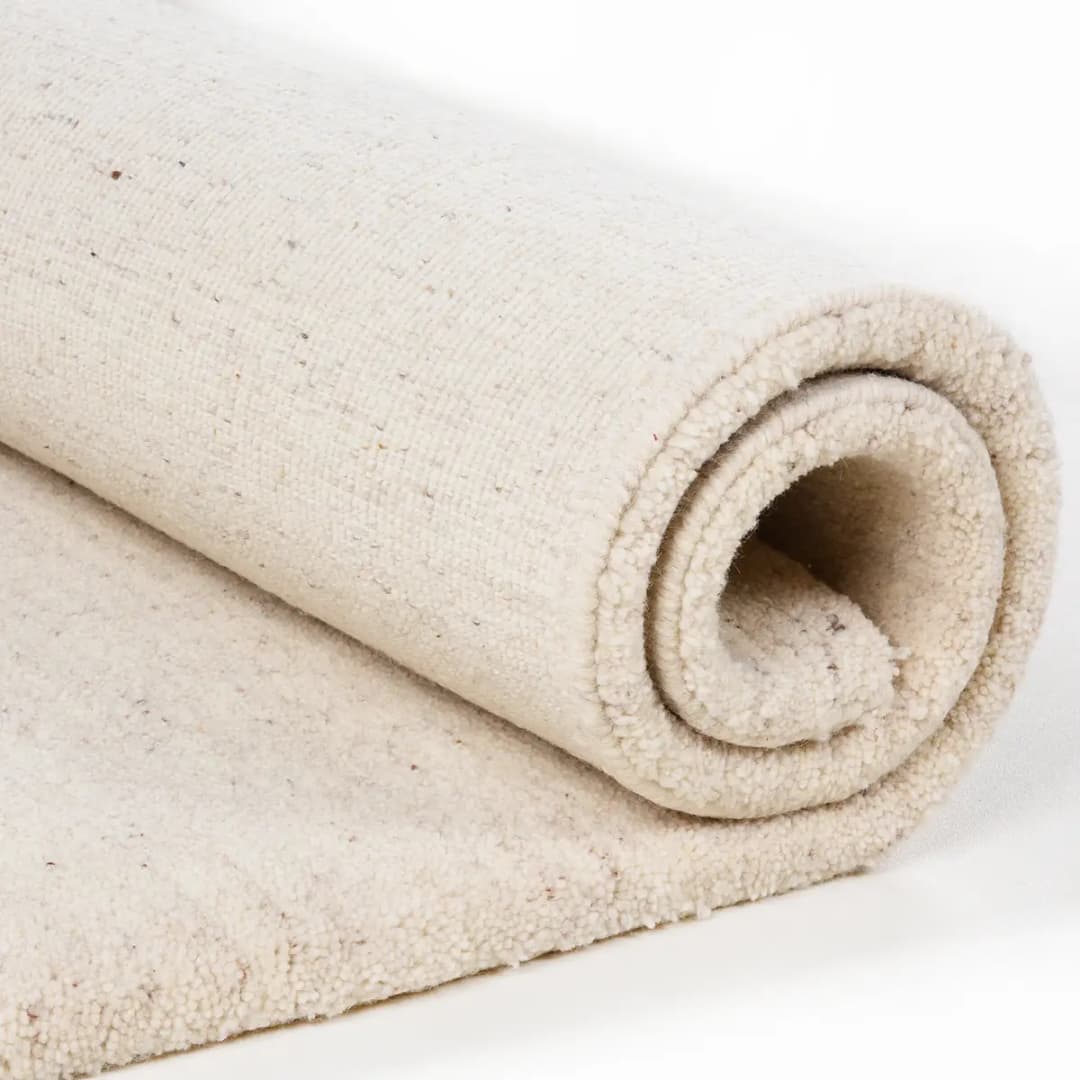 Wollteppich Maloronga Uni Weiß/Creme 70 x 140cm | Weiß