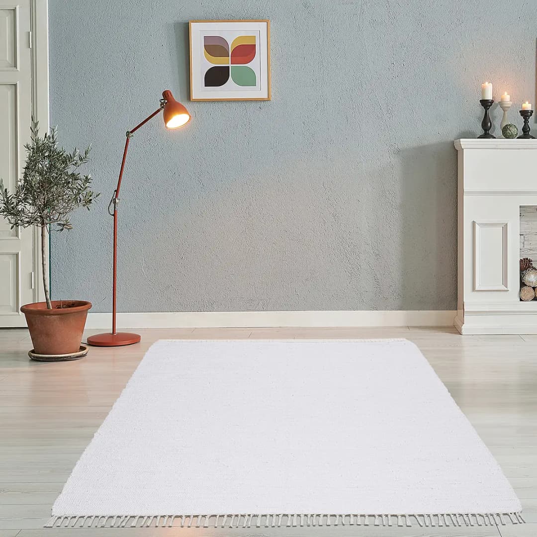 Teppich Happy Cotton Weiß/Weiß 60 x 120cm | Weiß