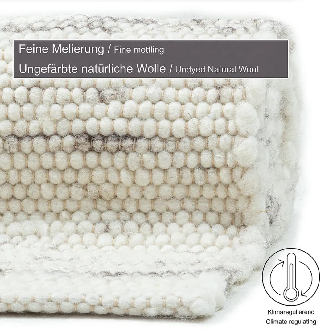 Wollteppich Alm-Glück Grau/Lichtgrau 120 x 180cm Wolle | Grau