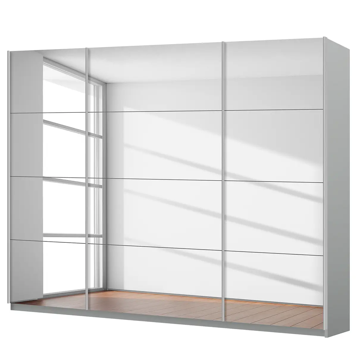 Schwebetürenschrank reflect | Grau