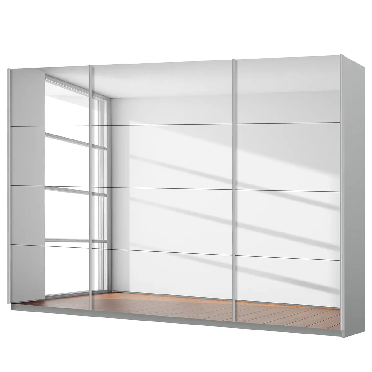 Schwebetürenschrank reflect | Grau