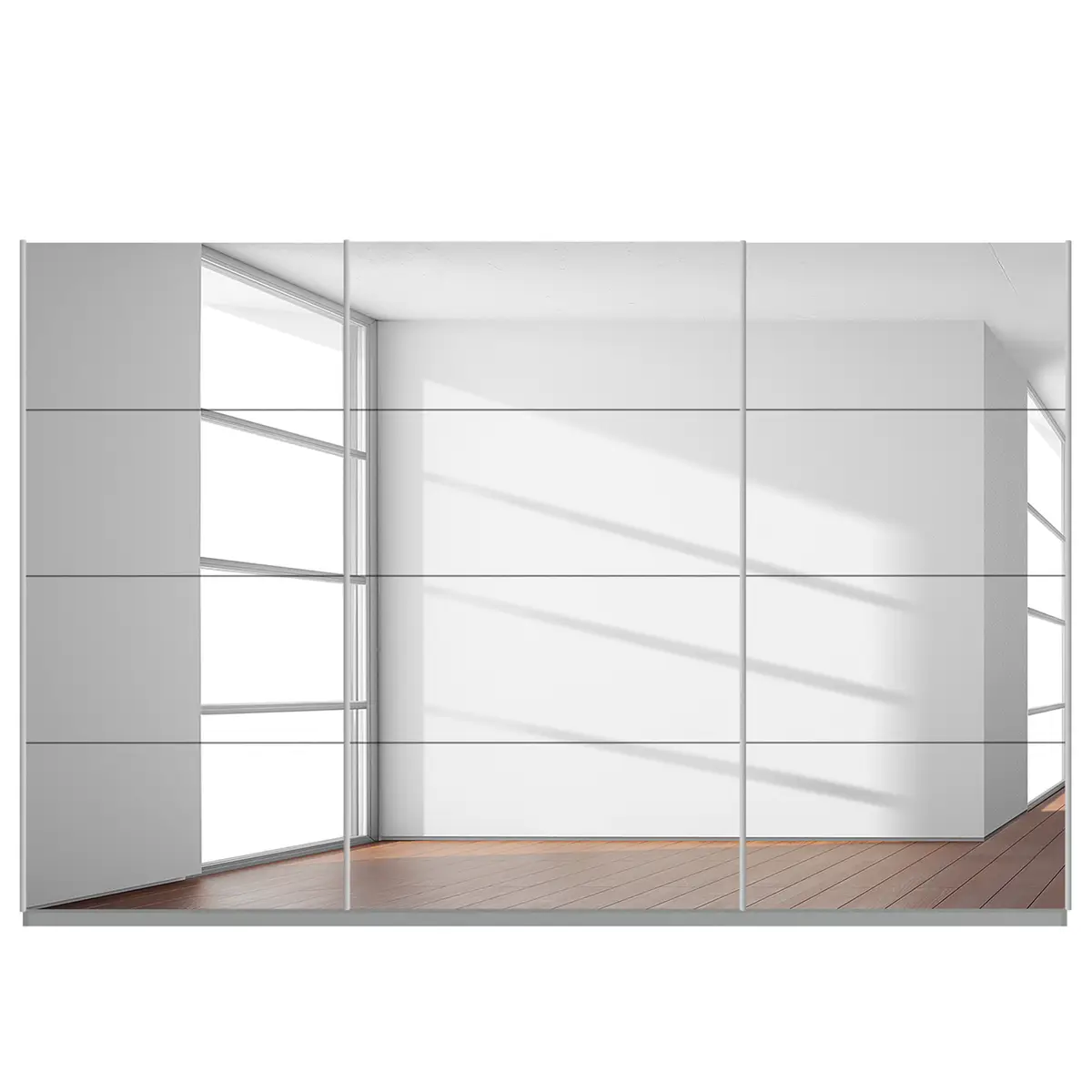 Schwebetürenschrank reflect | Grau