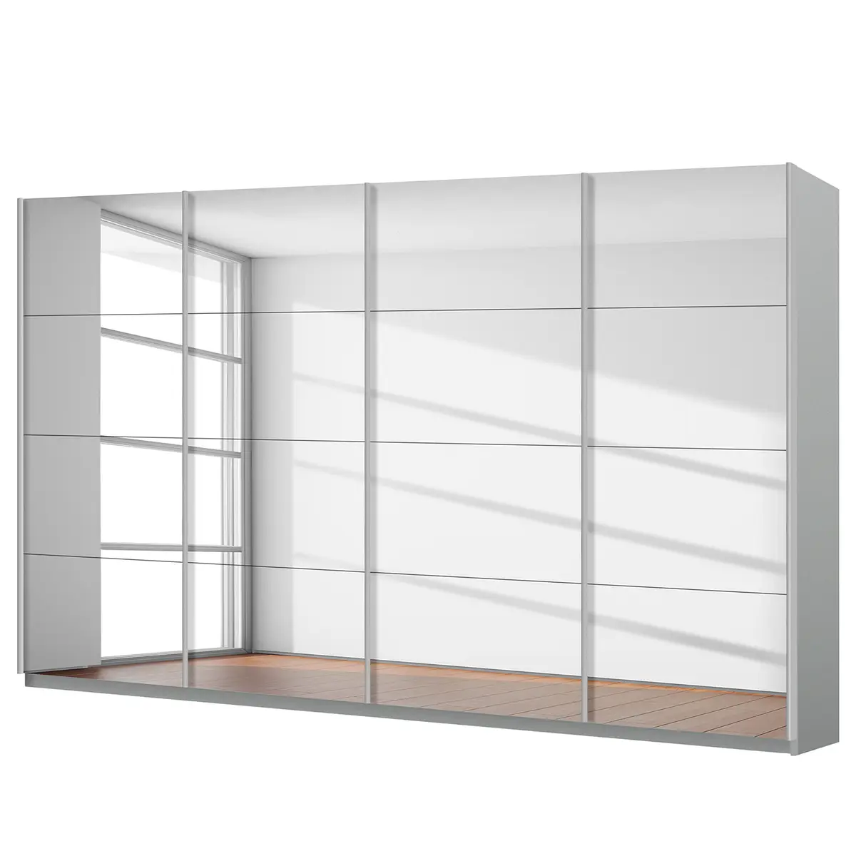 Schwebetürenschrank reflect | Grau