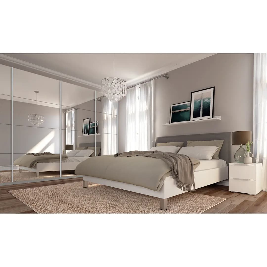 Schwebetürenschrank reflect | Grau