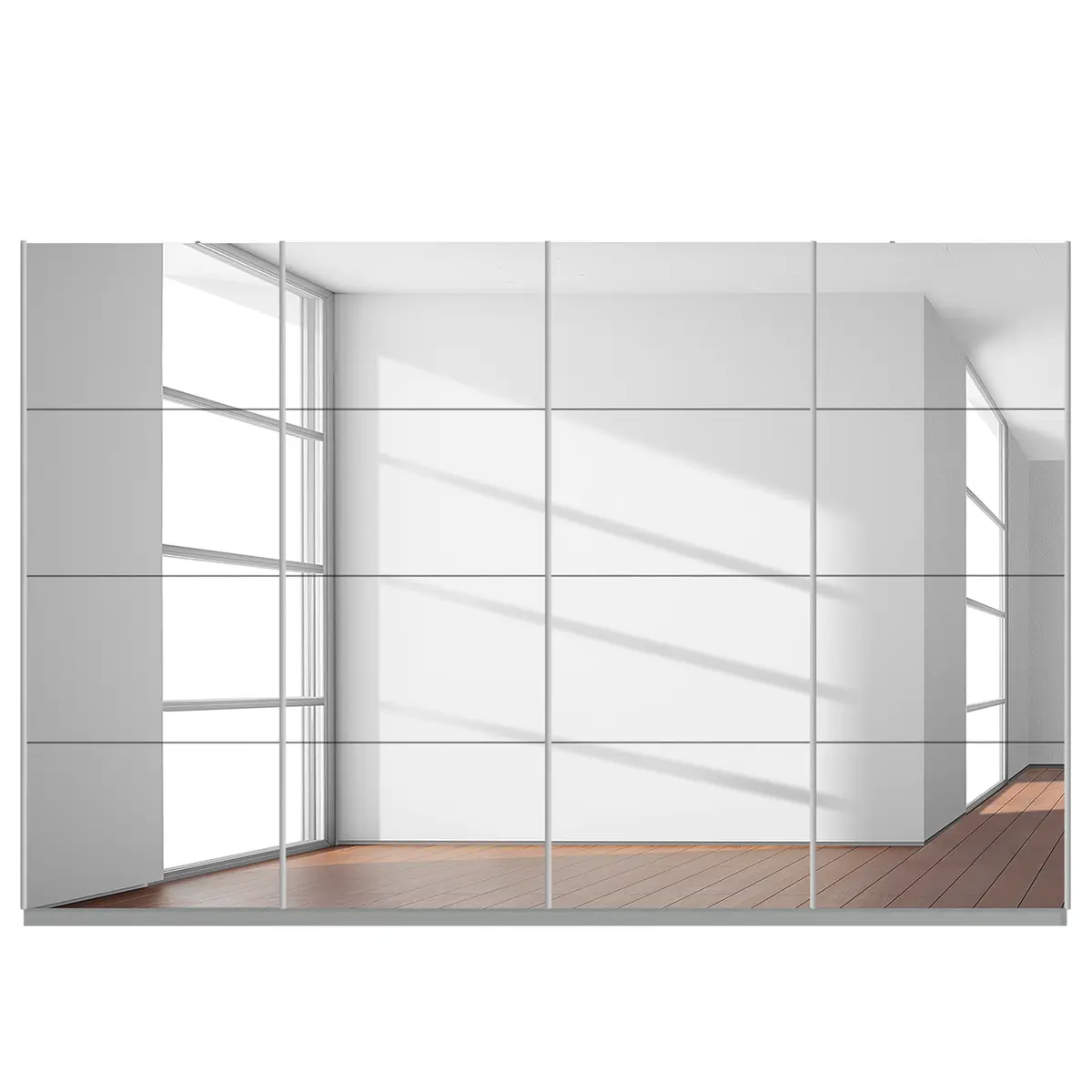 Schwebetürenschrank reflect | Grau