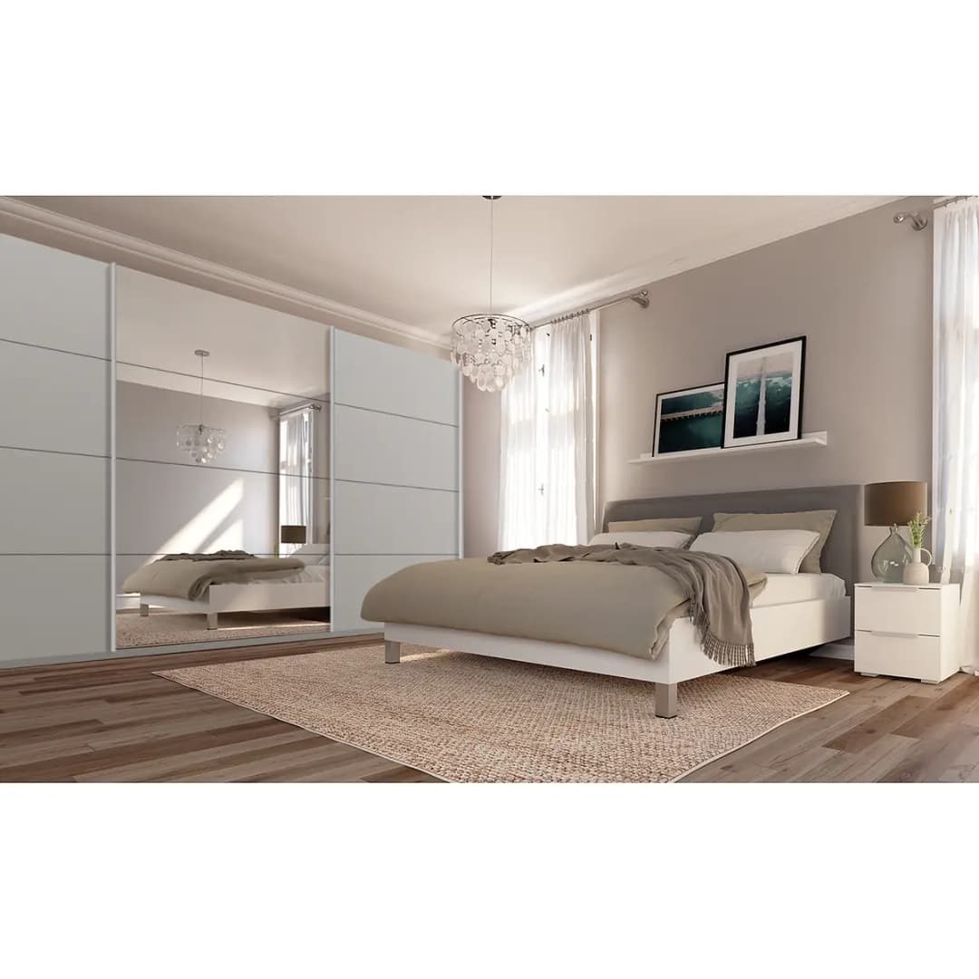 Schwebetürenschrank pure reflect | Grau