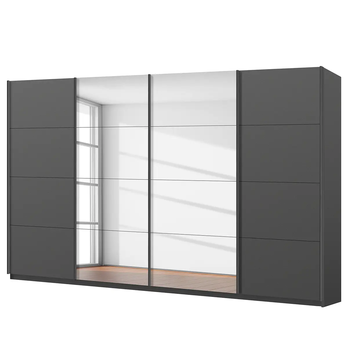 Schwebetürenschrank pure reflect | Grau