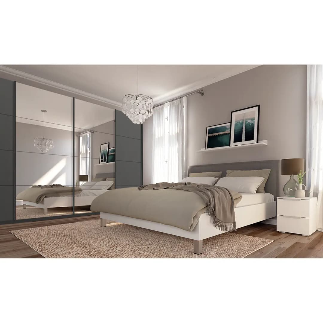 Schwebetürenschrank pure reflect | Grau