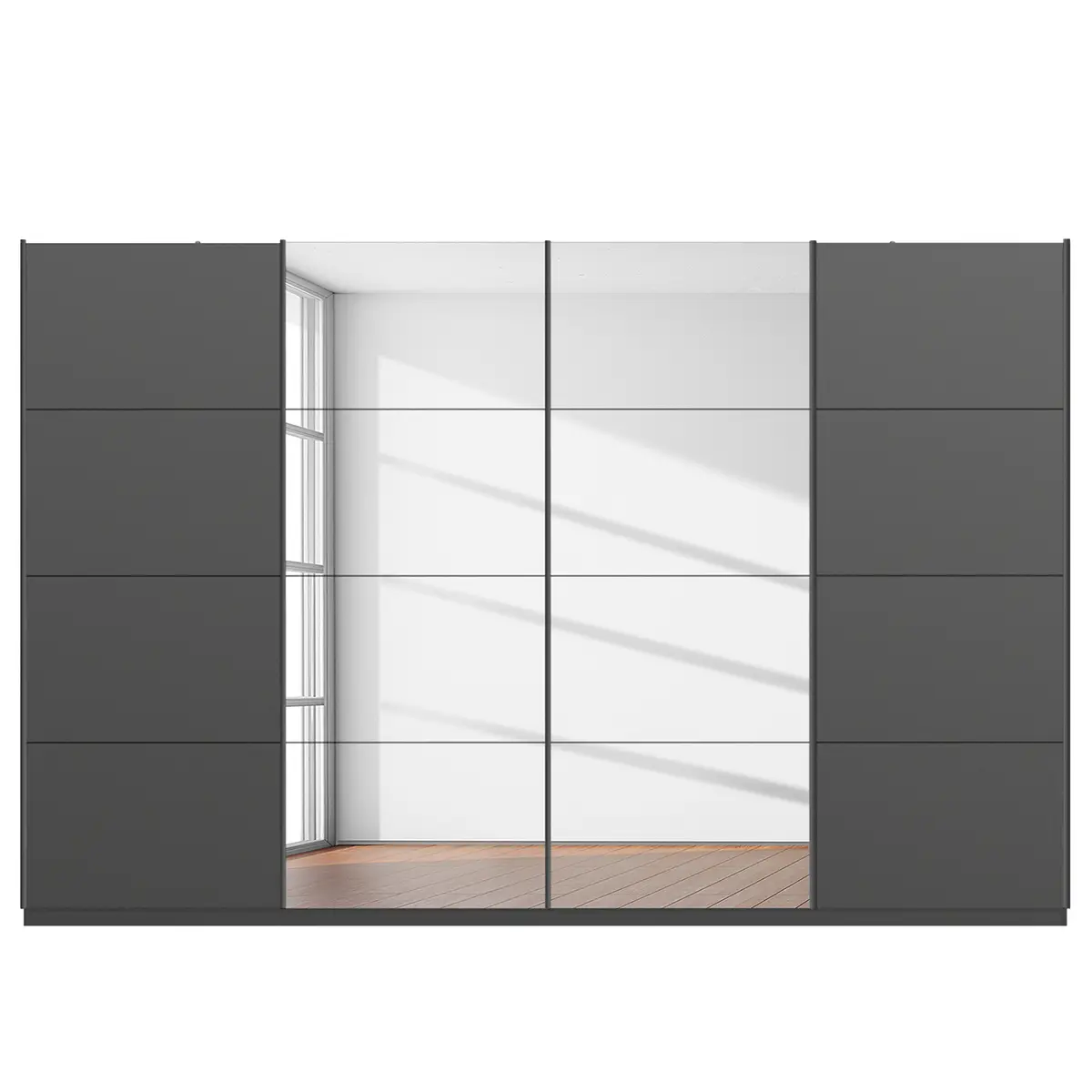 Schwebetürenschrank pure reflect | Grau