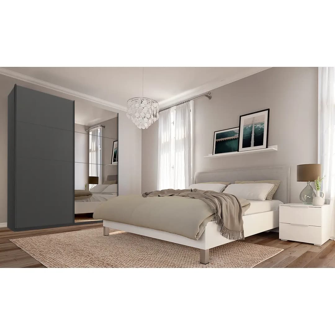 Schwebetürenschrank pure reflect | Grau