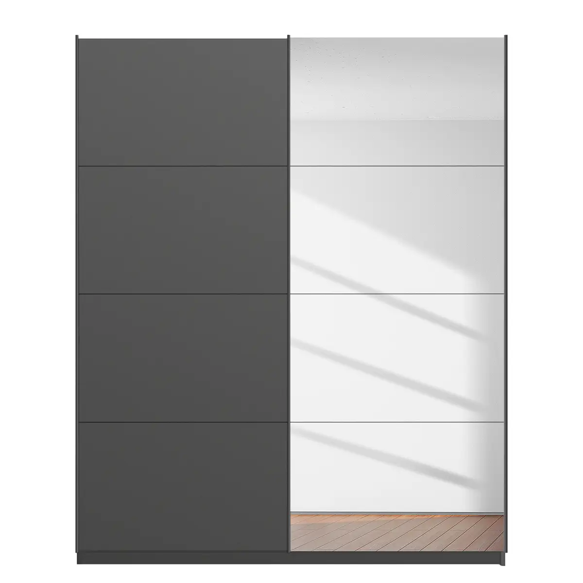 Schwebetürenschrank pure reflect | Grau