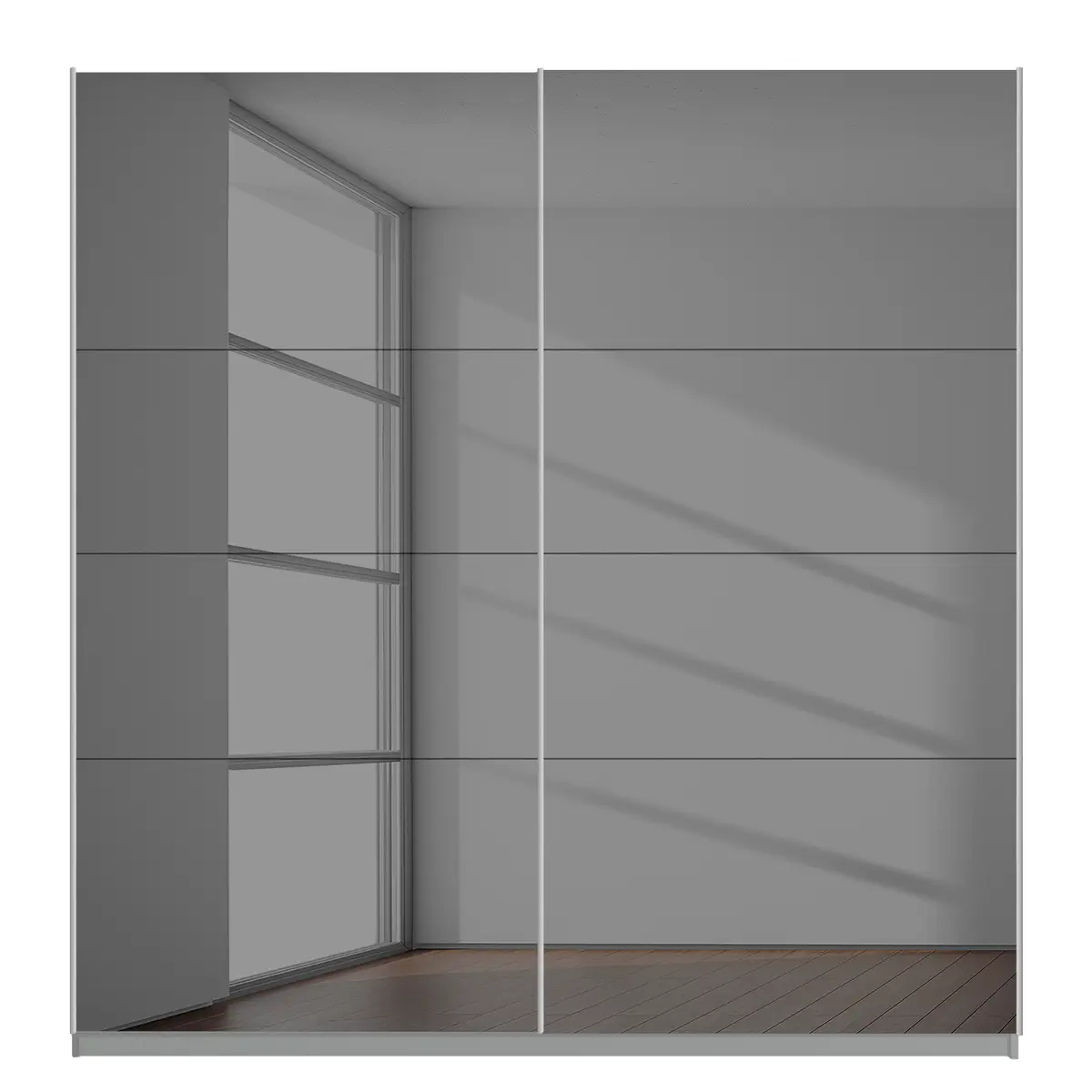 Schwebetürenschrank reflect+ | Grau