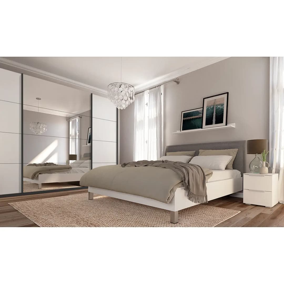 Schwebetürenschrank gloss reflect | Weiß