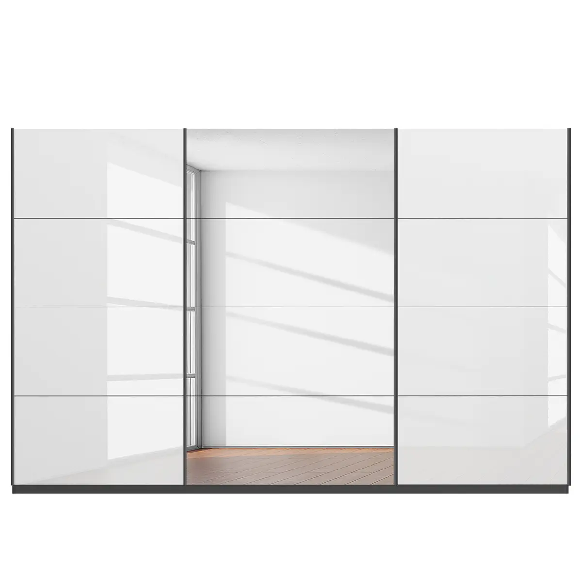 Schwebetürenschrank gloss reflect | Weiß