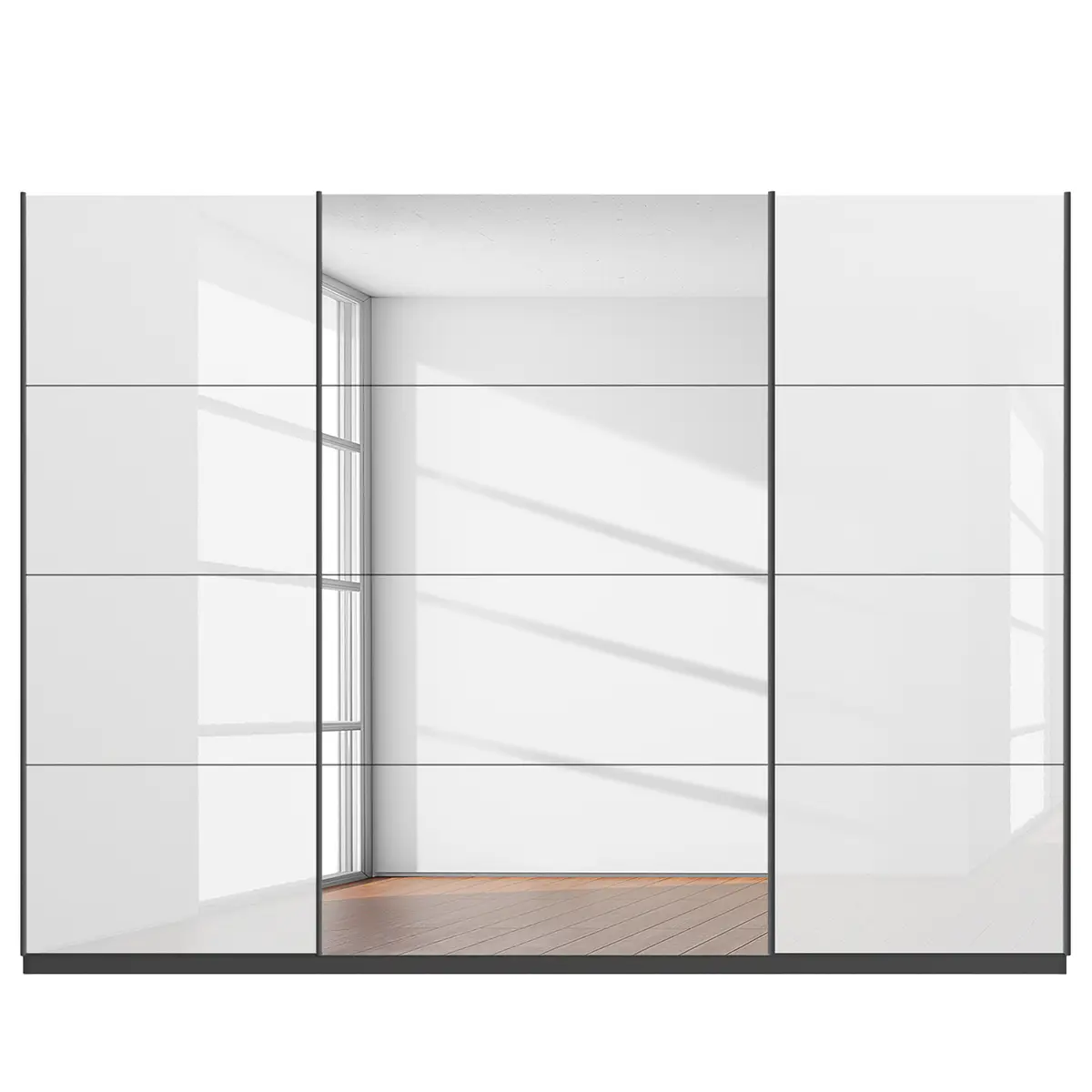 Schwebetürenschrank gloss reflect | Weiß